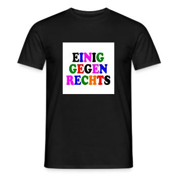 Einig gegen rechts - Männer T-Shirt - Schwarz - Vorne - AI Model Male 178 light (178cm)