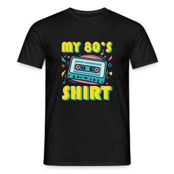T shirt année 80 s - T-shirt homme - noir - Devant - AI Model Male 178 light (178cm)