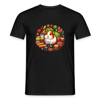 Süßes Meerschweinchen umgeben von leckerem Essen - Männer T-Shirt - Schwarz - Vorne - AI Model Male 178 light (178cm)