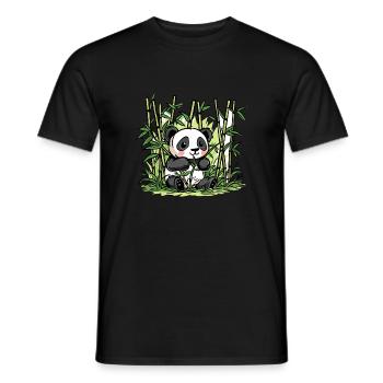 Niedlicher Panda Bambus Wald Tier Tierwelt - Männer T-Shirt - Schwarz - Vorne - AI Model Male 178 light (178cm)