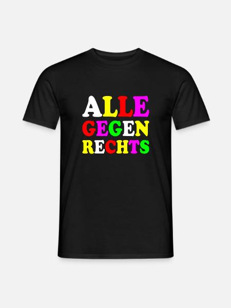 Alle gegen rechts - Männer T-Shirt - Schwarz