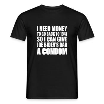 i need money to go back to 1941 - Men's T-Shirt - black - Front - AI Model Male 178 light (178cm)