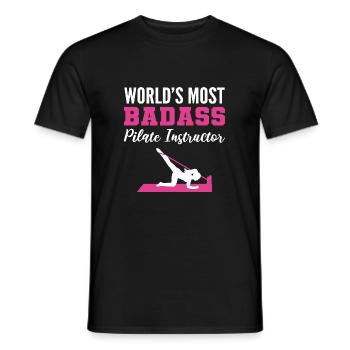 Badass Pilates Instructor. Pilate Teacher Gift - Men's T-Shirt - black - Front - AI Model Male 178 light (178cm)