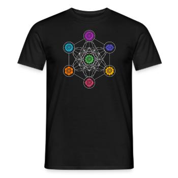 Metatrons Cube, Chakras, Cosmic Energy Centers - Men's T-Shirt - black - Front - AI Model Male 178 light (178cm)