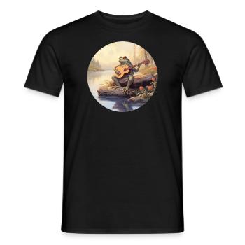 Frosch spielt Banjo - Männer T-Shirt - Schwarz - Vorne - AI Model Male 178 light (178cm)