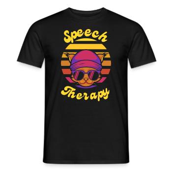 Speech Therapy Cat Speech Language Pathology SLP - Men's T-Shirt - black - Front - AI Model Male 178 light (178cm)