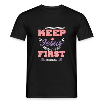 Jésus premier verset biblique - T-shirt homme - noir - Devant - AI Model Male 178 light (178cm)