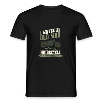 Motocycliste vieil homme - T-shirt homme - noir - Devant - AI Model Male 178 light (178cm)
