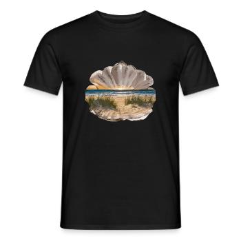 Muschel Strand Szene Serene Ozean Landschaft - Männer T-Shirt - Schwarz - Vorne - AI Model Male 178 light (178cm)