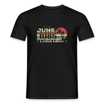 June 39th Anniversary Born 1985 Vibe Vintage - Men's T-Shirt - black - Front - AI Model Male 178 light (178cm)