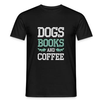hunde kaffee bücher - Männer T-Shirt - Schwarz - Vorne - AI Model Male 178 light (178cm)