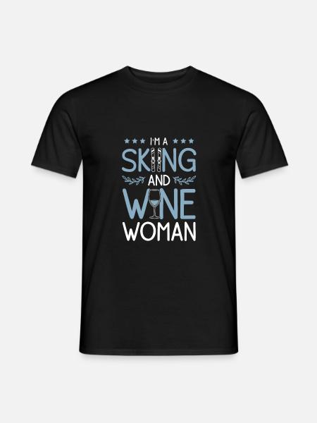 wine woman ski skiing - Men's T-Shirt - black