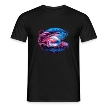 Muschel mit einer Perle für einen Strandmuschel - Männer T-Shirt - Schwarz - Vorne - AI Model Male 178 light (178cm)