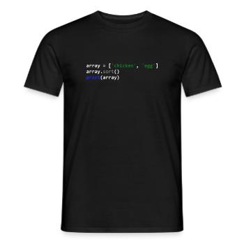 The chicken or the egg programmer code - Men's T-Shirt - black - Front - AI Model Male 178 light (178cm)