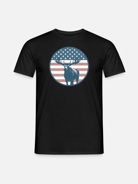 American Flag Moose - Men's T-Shirt - black