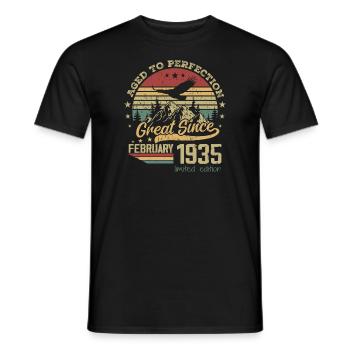 89 years old Aged to Perfection born February 1935 - Men's T-Shirt - black - Front - AI Model Male 178 light (178cm)