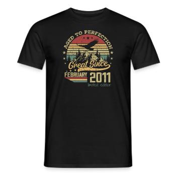 13 years old Aged to Perfection born in February 2011 - Men's T-Shirt - black - Front - AI Model Male 178 light (178cm)