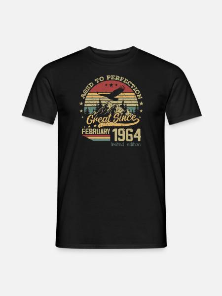60 Jahre alt, Aged to Perfection, geboren im Februar 1964 - Männer T-Shirt - Schwarz