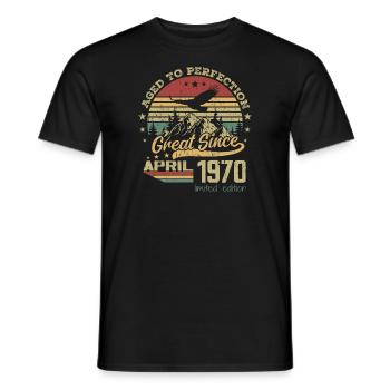 54 years old Aged to Perfection born in April 1970 - Men's T-Shirt - black - Front - AI Model Male 178 light (178cm)