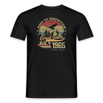 59 years old Aged to perfection born in July 1965 - Men's T-Shirt - black - Front - AI Model Male 178 light (178cm)