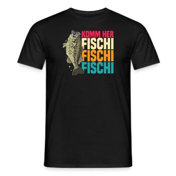 Komm her Fischi Fischi Fischi Spruch Angeln - Männer T-Shirt - Schwarz - Vorne - AI Model Male 178 light (178cm)