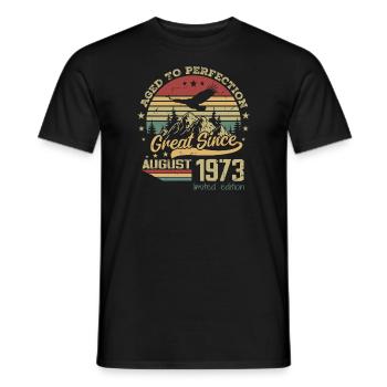 51 years old Aged to Perfection born in August 1973 - Men's T-Shirt - black - Front - AI Model Male 178 light (178cm)