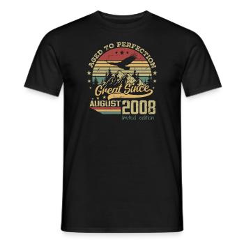 16 years old Aged to perfection born in August 2008 - Men's T-Shirt - black - Front - AI Model Male 178 light (178cm)