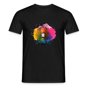 Handgezeichneter Tiger mit Farb Splatter, Color - Männer T-Shirt - Schwarz - Vorne - AI Model Male 178 light (178cm)