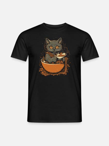 Cat Kitten Cat Japanese Ramen Cat - Men's T-Shirt - black