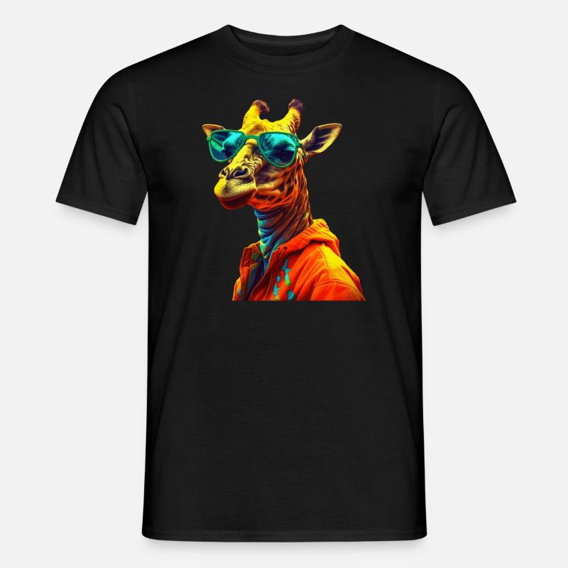 Giraffe mit Sonnenbrille Bunt Coole Giraffen - Männer T-Shirt - Schwarz