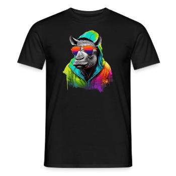 Hippo Nilpferd mit Sonnenbrille Flusspferd Afrika - Männer T-Shirt - Schwarz - Vorne - AI Model Male 178 light (178cm)