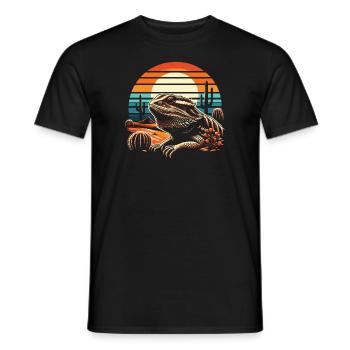 Bärtiger Drache Bartagame Retro - Männer T-Shirt - Schwarz - Vorne - AI Model Male 178 light (178cm)
