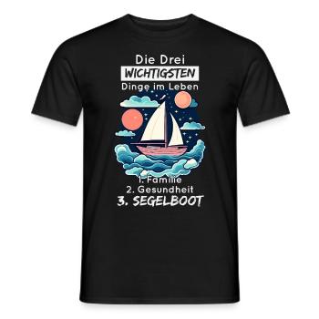 Die Drei Wichtigsten Dinge Im Leben - Segelboot - Männer T-Shirt - Schwarz - Vorne - AI Model Male 178 light (178cm)