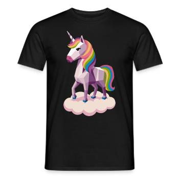 Licorne géométrique sur nuage avec crinière arc-en-ciel - T-shirt homme - noir - Devant - AI Model Male 178 light (178cm)