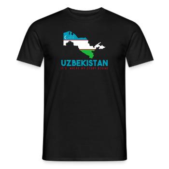 Ouzbékistan - T-shirt homme - noir - Devant - AI Model Male 178 light (178cm)