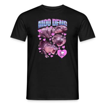 Moo Deng Cute Baby Pygmy Hippo Funny Hippopotamus - Men's T-Shirt - black - Front - AI Model Male 178 light (178cm)