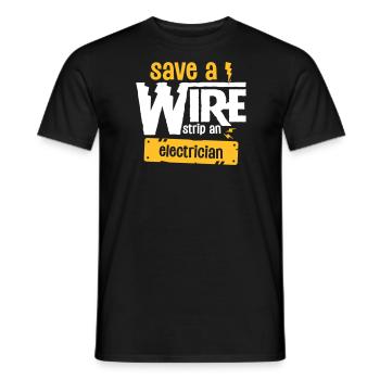 Enregistrer une bande de fil à l'électricien - Funny Electric - T-shirt homme - noir - Devant - AI Model Male 178 light (178cm)