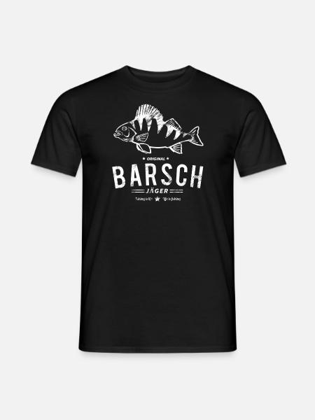 LetzterWurf Barsch Jaeger Angeln - Männer T-Shirt - Schwarz