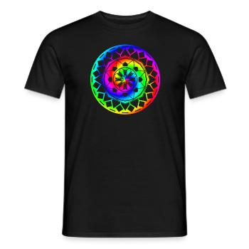Bunte Regenbogen Mandalas & Sixties Flower Power - Männer T-Shirt - Schwarz - Vorne - AI Model Male 178 light (178cm)