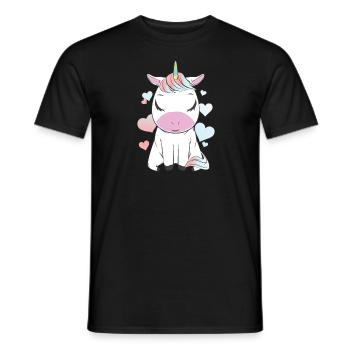Cute Unicorn Heart TShirt Gift - Men's T-Shirt - black - Front - AI Model Male 178 light (178cm)
