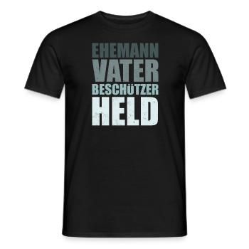 Father's Day Husband Hero Tshirt - Men's T-Shirt - black - Front - AI Model Male 178 light (178cm)