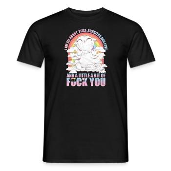 Sweet Cat Yoga Pizza And Love T-Shirt - Men's T-Shirt - black - Front - AI Model Male 178 light (178cm)