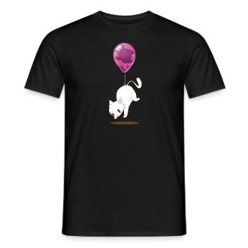 Süße Weißes Kätzchen Ballon T-Shirt - Männer T-Shirt - Schwarz - Vorne - AI Model Male 178 light (178cm)