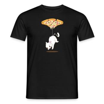 Pepperoni Pizza Katzen Ballon T-Shirt - Männer T-Shirt - Schwarz - Vorne - AI Model Male 178 light (178cm)