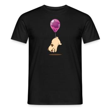 Süßer Mops Hund Ballon T-Shirt - Männer T-Shirt - Schwarz - Vorne - AI Model Male 178 light (178cm)
