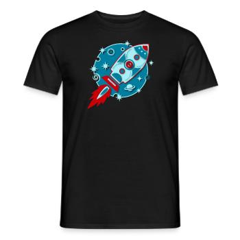 Retro Rocket Planet Space Space Sci-fi - Men's T-Shirt - black - Front - AI Model Male 178 light (178cm)