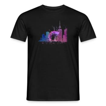 Cat in colorful watercolor design * UNISEX * - Men's T-Shirt - black - Front - AI Model Male 178 light (178cm)