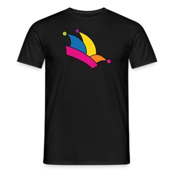 Fool's cap Mardi Gras arc-en-ciel couleurs costume fou - T-shirt homme - noir - Devant - AI Model Male 178 light (178cm)