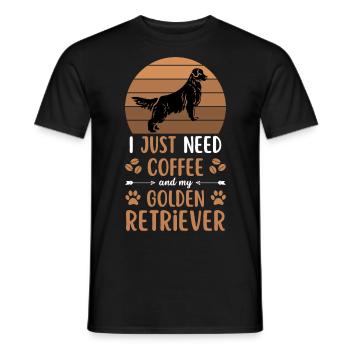 Golden Retriever Café Rétro Dog Cafe - T-shirt homme - noir - Devant - AI Model Male 178 light (178cm)