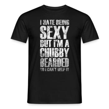 Je déteste être sexy mais je suis potelé barbu - T-shirt homme - noir - Devant - AI Model Male 178 light (178cm)